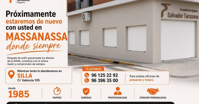 PRONTO VOLVEMOS PARA ABRIR NUESTRAS PUERTAS EN MASSANASSA DESPUES DE LA DANA.