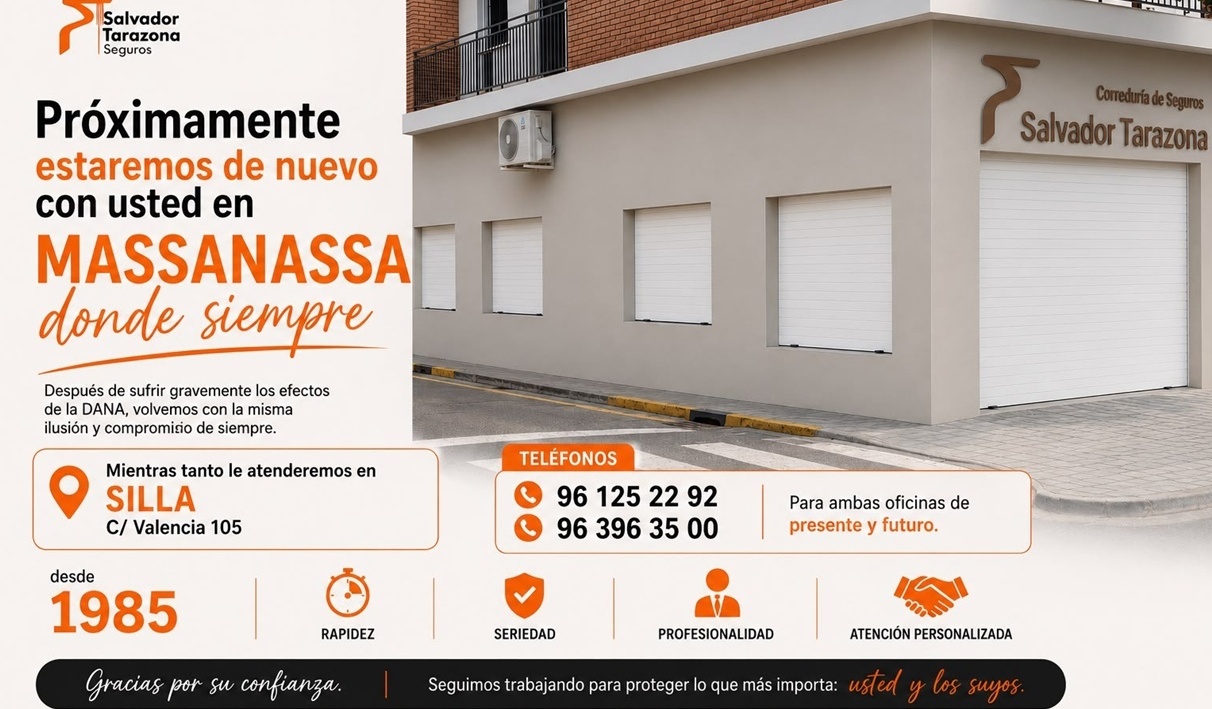 PRONTO VOLVEMOS PARA ABRIR NUESTRAS PUERTAS EN MASSANASSA DESPUES DE LA DANA.